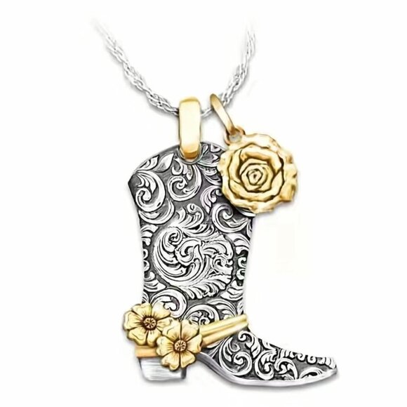 Large Nashville Cowboy / Cowgirl Boot Pendant and Necklace #837 - Picture 9 of 9